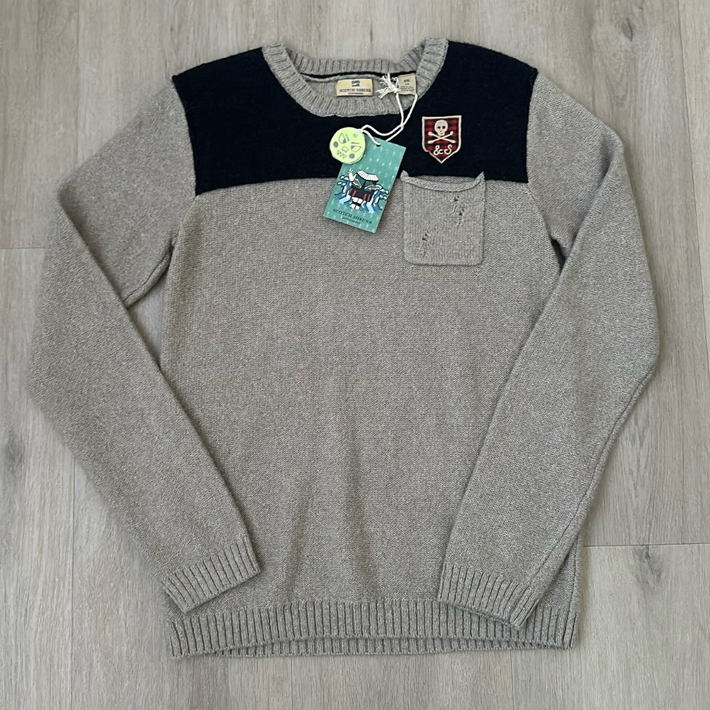 Scotch shrunk gray and black sweater, boys 14